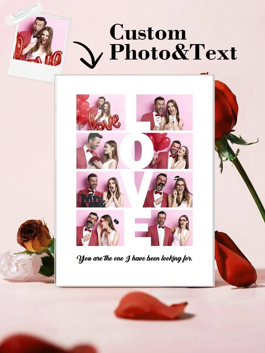 1個定制圖片牌匾,個性化情侣照片牌匾,定制情侣照片禮物,個性化帶文本和照片的家居裝飾,個性化文本亞克力牌匾,定制照片牌匾,個性化圖片框,個性化情侶亞克力牌匾,婚禮禮物,週年紀念禮物,新居入戶禮,給丈夫的禮物,給她的禮物 - Couple Style 1 (12x16cm) - 查看 1
