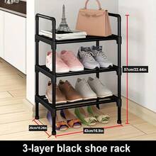 Black Metal Indoor Shoe Rack, 2-5 Layers, Suitable For Various Room Types, Easy To Install - Black - View 2