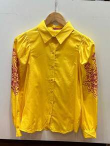 Women Blouses - 芥末黃 - 查看 1