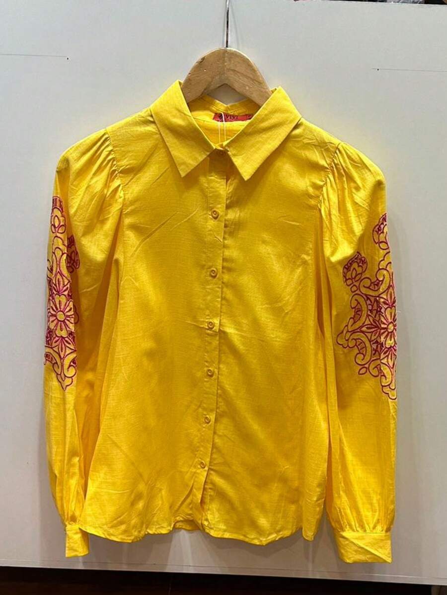 Women Blouses - 芥末黃 - 查看 1