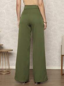 Women Pants - 墨綠色 - 查看 2