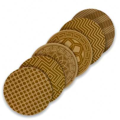 Kit 6 Pçs Porta Copos Em Mdf Jogo Americano Suporte Descanso Bolacha