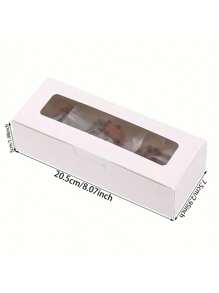5pcs Rectangle Kraft Paper Box With Display Window For Macaron, Mochi, Dessert, Cake Baking Gift Packaging, Ideal For Outdoor And Party. Wedding Party Gift Bags - Multicolor - View 4
