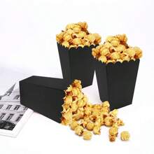 10pcs Mini Popcorn Boxes For Party, Bulk White Popcorn Containers For Movie Night Decorations - Black - View 10