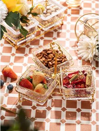 1入組金色零食糖果盤，歐美風格收納