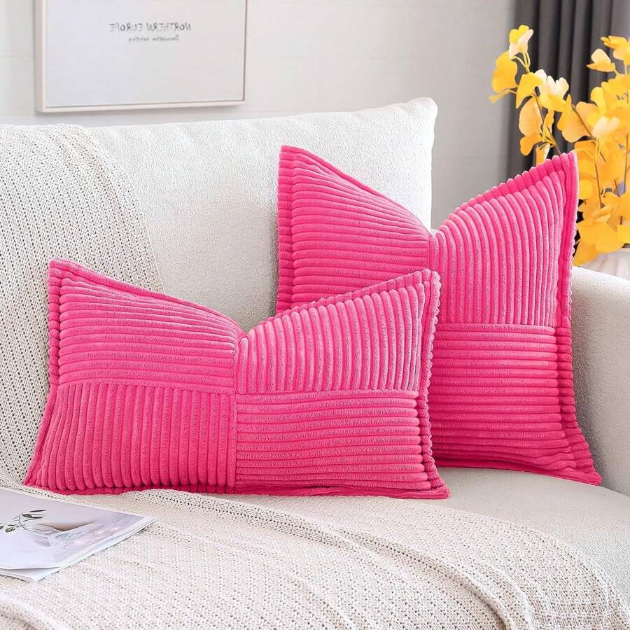 1pc Plain Cushion Cover Without Filler,Corduroy Pillowcase For Sofa, Home Decoration