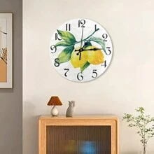 1/2 piezas Reloj de pared redondo de 5D hermoso y elegante, esfera resistente al agua y a los arañazos, reloj de mesa analógico de cuarzo silencioso, Limón+Manzana Limón+Limón. Perfecto para el hogar, la oficina, la escuela y la decoración del hogar