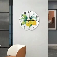 1/2 piezas Reloj de pared redondo de 5D hermoso y elegante, esfera resistente al agua y a los arañazos, reloj de mesa analógico de cuarzo silencioso, Limón+Manzana Limón+Limón. Perfecto para el hogar, la oficina, la escuela y la decoración del hogar