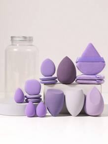 1pc Storage Bucket+7PCS Makeup Sponge+9PCS Makeup Puff Set Soft Triangle Powder Mineral Puff For Face Makeup,Suitable For Cream & Powder Concealer, Loose Powder Makeup Applicator - Multicolor - View 2