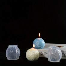 2 piezas Moldes de vela de la Luna y la Tierra 3D, moldes de silicona para manualidades con diseños de planetas, moldes de cera de aromaterapia con diseño de luna, moldes para hacer manualidades con yeso, suministros para hacer manualidades con arcilla, decoración del hogar - Blanco - Ver 6