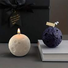 2 piezas Moldes de vela de la Luna y la Tierra 3D, moldes de silicona para manualidades con diseños de planetas, moldes de cera de aromaterapia con diseño de luna, moldes para hacer manualidades con yeso, suministros para hacer manualidades con arcilla, decoración del hogar - Blanco - Ver 1