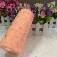10 碼 6 英寸銀漆亮片軟蕾絲捲軸，適用於派對裝飾 DIY 手工藝，芭蕾舞裙配件，婚禮背景布幕，舞台裝飾，縫紉網布 - 彩色 - 查看 16