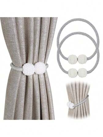 2pcs(1pair) Magnetic Curtain Tiebacks With Buckle, Window Curtain Decorative String Holder, Home & Office Window Bind Rope Buckle