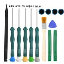 14PCS Cleaning Repair Tool Kit Compatible With PS4 , Screwdriver Set With TR9 Torx Security Screwdriver PH00 PH0 PH1 Phillips Screwdriver For Playstation 4&5 Console And Controller Tear Down - Green - View 1