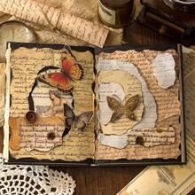 10張/包時間系列手稿質地紙，復古拼貼DIY材料，用於裝飾和鋪設基礎 - 彩色 - 查看 5