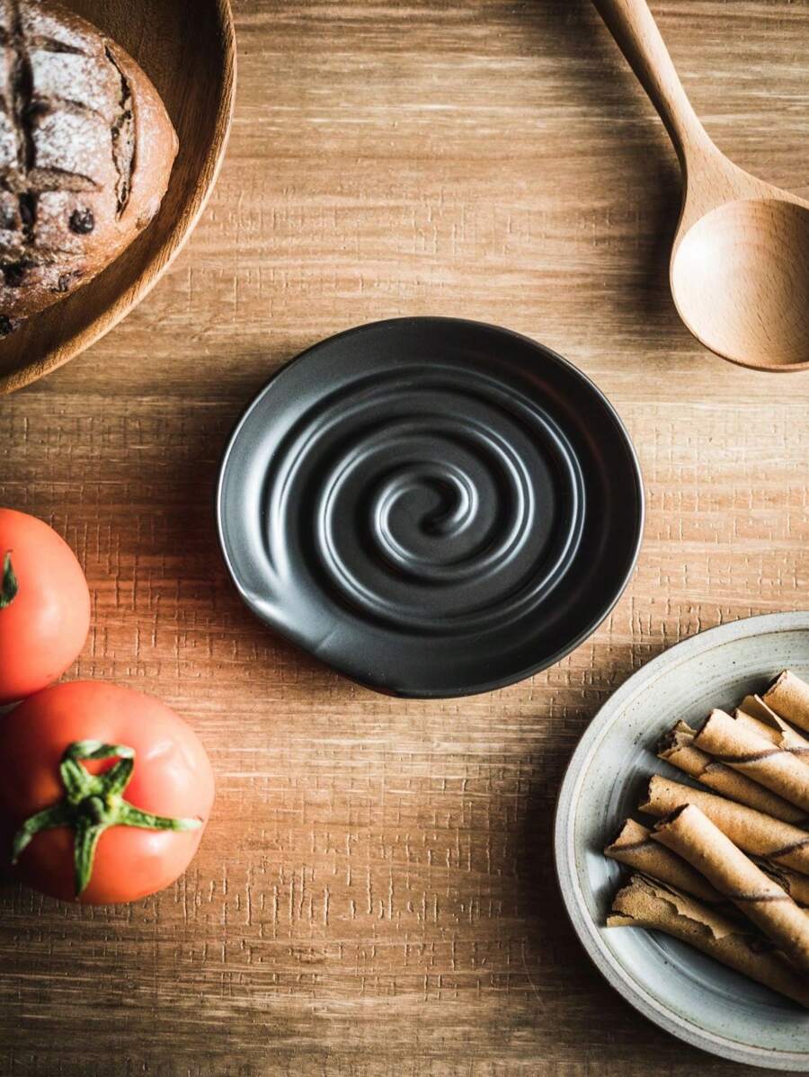 匙托，廚房櫃台用陶瓷匙托，大尺寸、耐高溫，適用於鍋鏟勺子夾子，農舍風格裝飾1件裝 - 黑色 - 查看 1