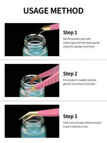1 Bottle Of Eyelash Extension Cleaner Kit With Liquid Glue Remover & Sponge Balls - Professional Tweezers Cleaning Tool For Lash Adhesive Removal, Gentle Non-Irritating Formula With 2 Reusable Applicators, Salon & Home Use Lash Technician Essentials (Sponge Colors Random) - Clear - View 7