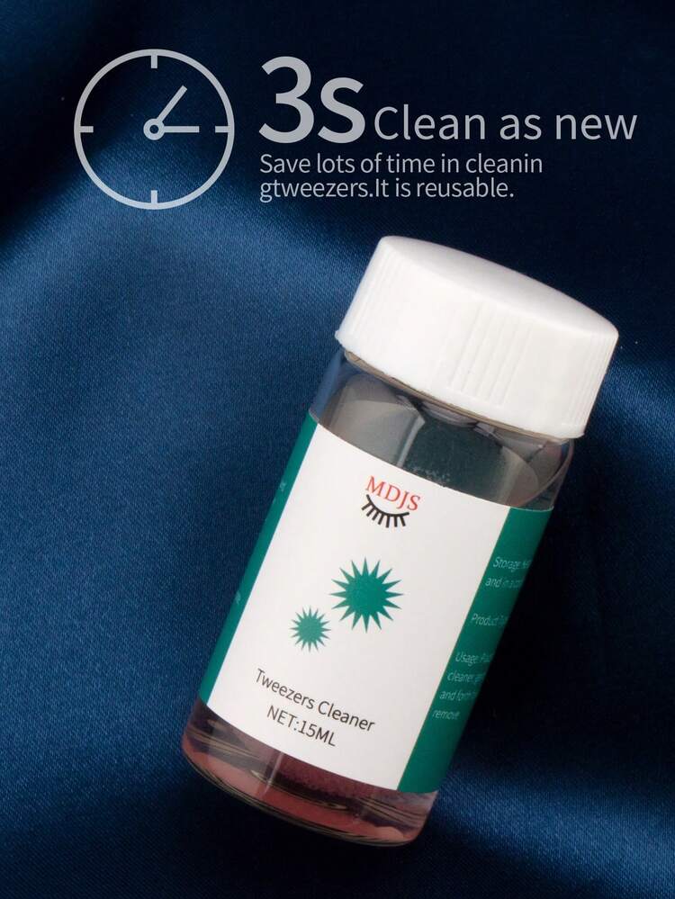 1 Bottle 15ml Eyelash Extension Tweezer Cleaning Liquid, Tweezer Cleaning Tool Set, Eyelash Curler Cleaner, Includes Liquid Gel Makeup Remover And Sponge Ball, Powerful And Quick Removal Of Mascara Stains, Suitable For Eyelash Extension Tools - Clear - View 6