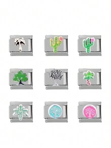 2024 Phong cách mới Áo 9MM Rộng Thép không gỉ Khác nhau Hoa Cây Thực vật Thiết kế DIY Tiếng Ý Làm vòng tay Đồ treo Tiếng Ý Đồ treo Vòng tay - Nhiều màu - Xem 2