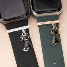 1 件卡通猫设计表带装饰环，非常适合智能手表硅胶表带 38 毫米、40 毫米、41 毫米、42 毫米，作为返校学生的礼物