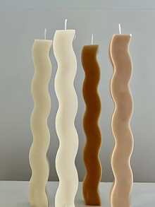 1pc 3D Creative Wave Shape Candle Silicone Mold For Epoxy Resin DIY Asymmetric Column Aroma Candle Handmade Wave Aromatic Candle Injection Mould For Home Decoration And Table Decoration - White - View 7