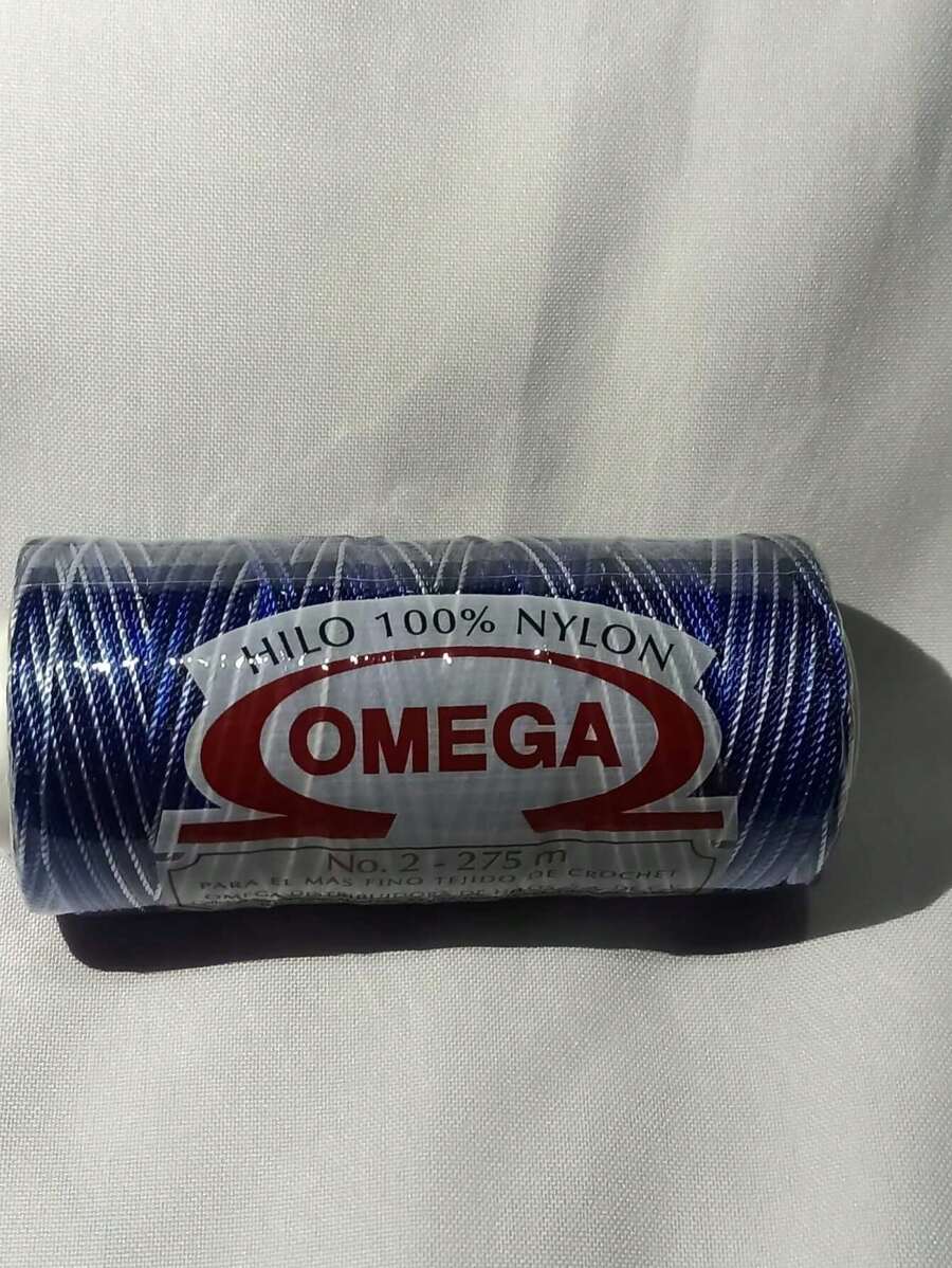 Carrete de hilo de 100% Naylon para tejido  No. 2 - Azul rey/blanco/negro - Ver 1