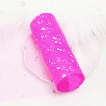 10 Yards Stern Mond Laser Pailletten Tüllrolle weiches Tüllband für Partydekoration DIY Handwerk Tutu Rock Zubehör Hochzeitshintergrund Bühnendekoration Nähen Mesh