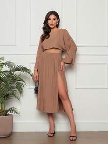 Women Two-Piece Outfits - màu nâu - Xem 2