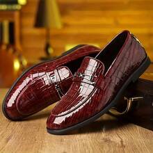 1pair New Men's British Style Casual Fashion Leather Shoes - Burgundy - View 2