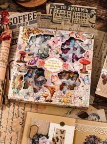 100 Pièces/ensemble Autocollants De Papillons Multicolores Vintage Dans Une Boîte, Adapté Pour Le Scrapbooking, Le Journal, Le Cahier, L'ordinateur Portable, Le Téléphone Portable, La Décoration D'intérieur - Multicolore - Voir 7