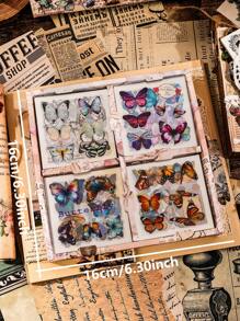 100 Pièces/ensemble Autocollants De Papillons Multicolores Vintage Dans Une Boîte, Adapté Pour Le Scrapbooking, Le Journal, Le Cahier, L'ordinateur Portable, Le Téléphone Portable, La Décoration D'intérieur - Multicolore - Voir 2