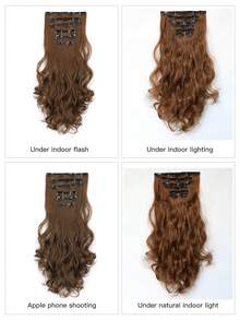 Peluca De Mujer De 18 Pulgadas De Cabello Ondulado Largo Y Rizado Grande Con Fibra Sintética Mate De Seda De Alta Temperatura 7 Piezas De Extensiones De Cabello Para Clip De Extensiones De Cabello Rizado Clip De Extensiones De Cabello Rubio Y Extensiones De Cabello Negro Pelucas Sintéticas Extensiones Rubias Con Clip De 18 Pulgadas De Largo - Café integral - Ver 11