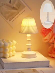 1pc Vintage Mini Desk Lamp With Battery, Warm LED Night Light, Battery Powered Small Table Lamp For Bedroom, Bedside, Office, Dorm And Party Decor - Huang Guang - View 8