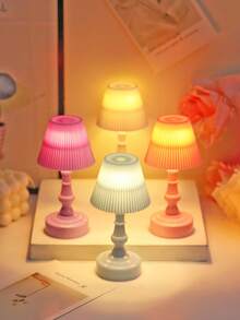 1pc Vintage Mini Desk Lamp With Battery, Warm LED Night Light, Battery Powered Small Table Lamp For Bedroom, Bedside, Office, Dorm And Party Decor - Huang Guang - View 2
