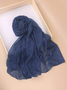 1 Piece Solid Color Shiny Polyester Silver Silk Material Women Large Size Hijab Ladies Scarf Shawl Headband For Abaya Accessories Valentine's Day Valentines Veiled Clothes - Multicolor - View 3