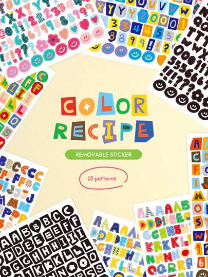 Conjunto De 10 Piezas De Pegatinas De Letras Y Números De Colores Para Decoración De Scrapbook Diy, Resistentes Al Agua Y Sin Dejar Rastros