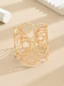 1 chiếc Vòng tay kim loại dạng vòng tròn thời trang cao cấp, tối giản, có họa tiết gợn sóng, rỗng, cổ điển, sang trọng dành cho nữ, thích hợp cho đi làm hàng ngày, mua sắm, đám cưới, tiệc tùng, sự kiện kinh doanh, bãi biển mùa hè, quà tặng, hẹn hò, lễ hội âm nhạc, quán bar - phong cách kết cấu - Xem 16