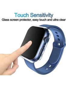1件裝硬質PC保護殼附強化玻璃螢幕保護膜，適用於Apple Watch 40mm/41mm/42mm/44mm/45mm/46mm/49mm，防摔防刮，時尚休閒運動風，兼容 Ultra/11/10/9/8/7/6/5/4/3/SE，男女通用 - 無色 - 查看 3