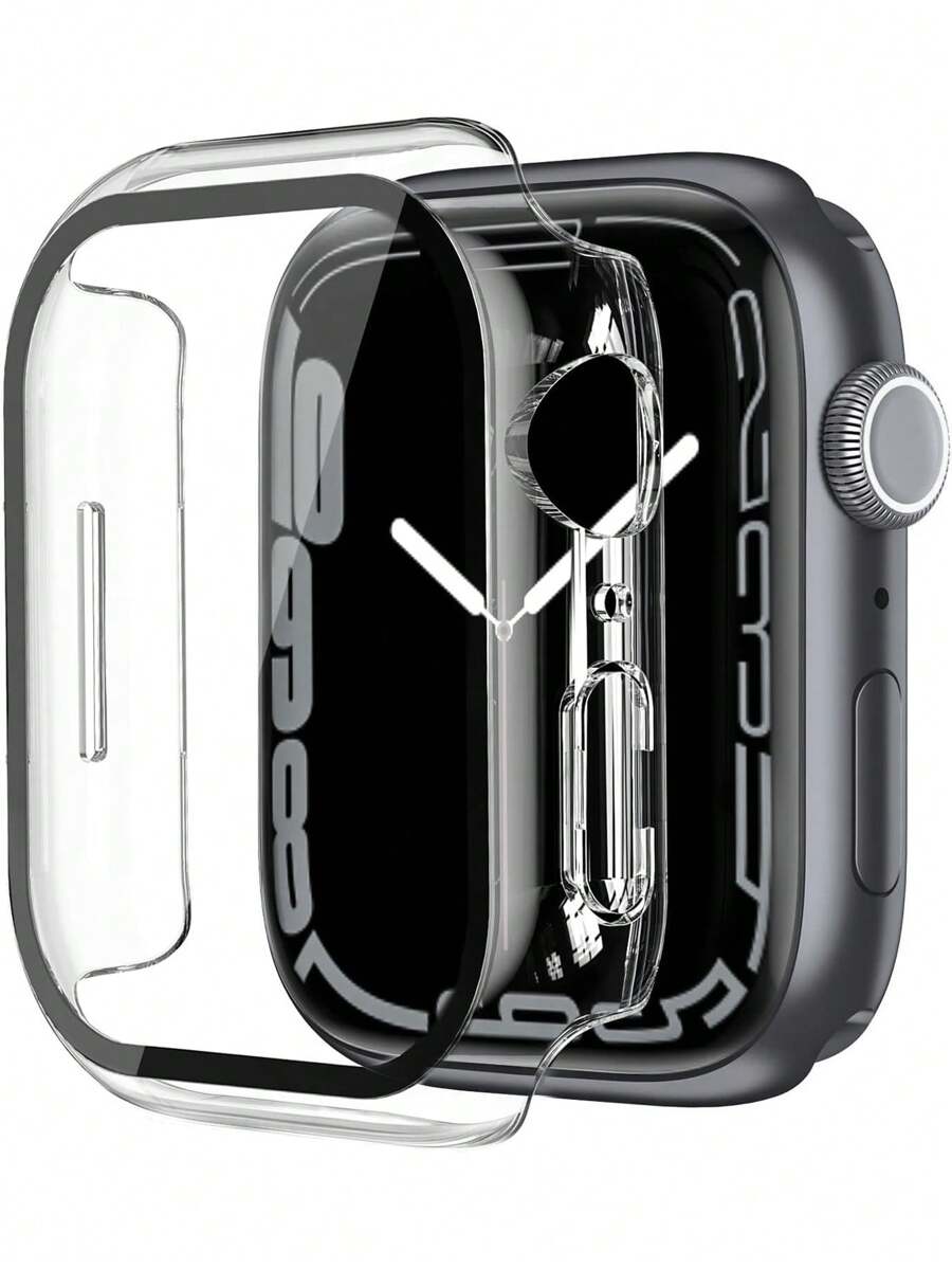 1件裝硬質PC保護殼附強化玻璃螢幕保護膜,適用於Apple Watch 40mm/41mm/42mm/44mm/45mm/46mm/49mm,防摔防刮,時尚休閒運動風,兼容 Ultra/11/10/9/8/7/6/5/4/3/SE,男女通用 - 無色 - 查看 1