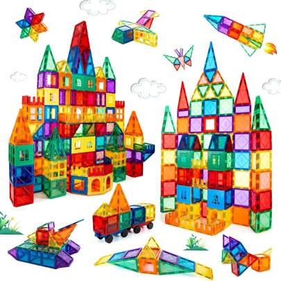 Magnetic Tiles Set Toys For Girls Boys Toddler Toys , Sensory Toys For Toddlers 3-4 Magnetic Blocks For Kids Age 3-8 Encourage Kids Creativity ,Magnet Blocks ,Children Toys ,Toy,Magnetic Tiles,Toys For Boys,Toys For Girls,Kids Toys,Toys For Boys,Magnetic Tiles