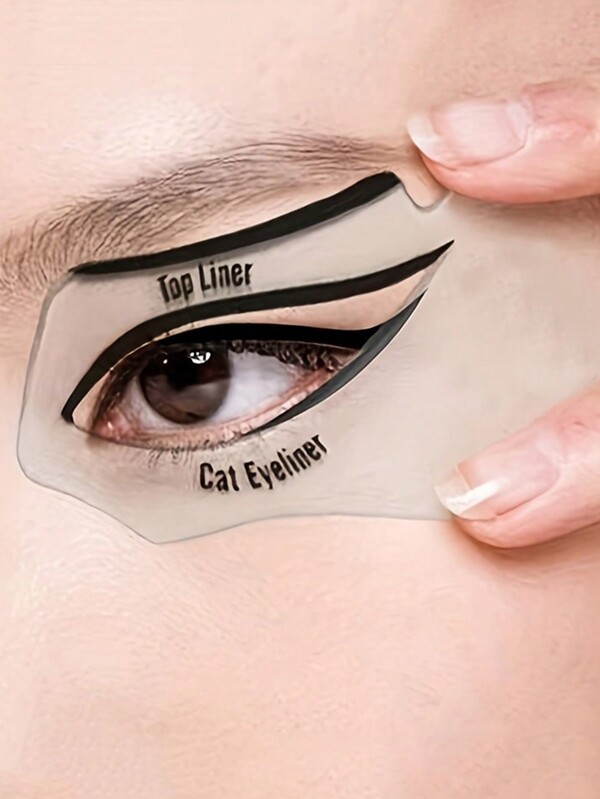 2 Stücke/Set Eyeliner Schablonen und Wimpernkarte für Smokey Eye Make-up in zufälligen Farben