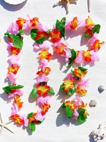 4 PC/Set Summer Boho Hippie Cute Pink Hawaii Flower Leis Women Men Tropical Floral Leis Crown Hawaiian Luaus Party Surfer Hairpin Flower Garland Hairbands Bracelet Set Suitable For Men Women Headband Beach Pool Birthday Parties Decorations Party Favors Music Festival Party, Beach Vacation,Wedding Party,Graduation Celebration ,Hair Accessoires