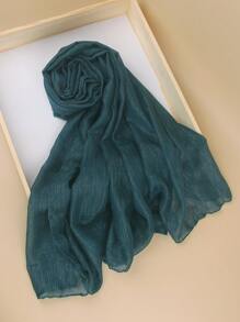 1 Piece Solid Color Shiny Polyester Silver Silk Material Women Large Size Hijab Ladies Scarf Shawl Headband For Abaya Accessories Valentine's Day Valentines Veiled Clothes - Multicolor - View 5