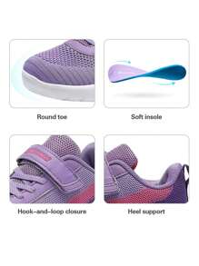 Boys Girls Sneaker Athletic Tennis Running Shoes Comfortable And Breathable Back To School Shoes - Màu tím - Xem 5