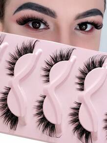 Asiteo 5 Pairs Cat Eye False Eyelashes, Transparent Band, Natural & Fluffy, Fox Eye Fake Lashes, Extra Long Tail Lashes, Faux Mink Eyelashes, Makeup Eyelash Extensions, Strip Lashes - Black - View 3