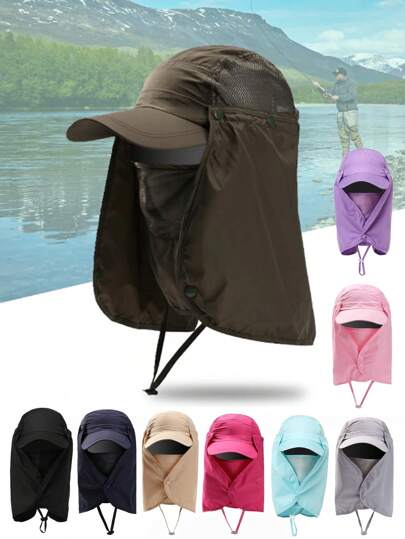 1 szt. Kapelusz przeciwsłoneczny z szerokim rondem i klapą na szyję, wspinaczkowy, myśliwski, podróżny, kempingowy, turystyczny, sportowy, oddychający, z daszkiem, chroniący przed słońcem, chroniący twarz i szyję, wędkarski, przeciwsłoneczny, dla mężczyzn, maski narciarskie