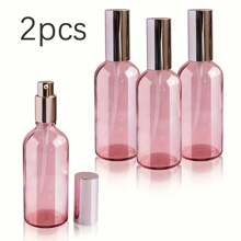 2 Piezas De 100ml Botella De Spray De Vidrio Rosa, Botella Recargable De Aceite Esencial, Contenedor Portátil De Cosméticos - Rosa Pálido - Ver 1