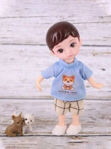 DOLL MEET One Piece 6 Inches Cute Baby Dolls, Boy Model 13 Movable Joints Plastic Painted Eyes, For Children Girl Birthday Gift Toys 3 Colors Clothes Child Doll Toys