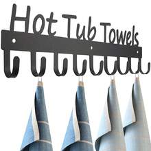 Black Hot Tub Towel Rack For Bathrobes Clothes 9 Hooks - Black - View 1