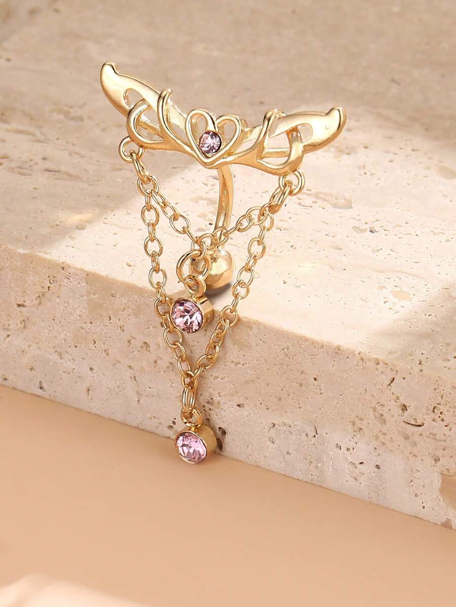 1 件心形翼形吊坠链肚脐环肚脐穿孔耳钉情人节、妈妈、母亲、母亲节、礼物